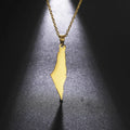 Factory Stainless Steel Palestine Map Charm Necklace 18K Gold Plated Palestinian Flag Map Pendant Chain Necklace