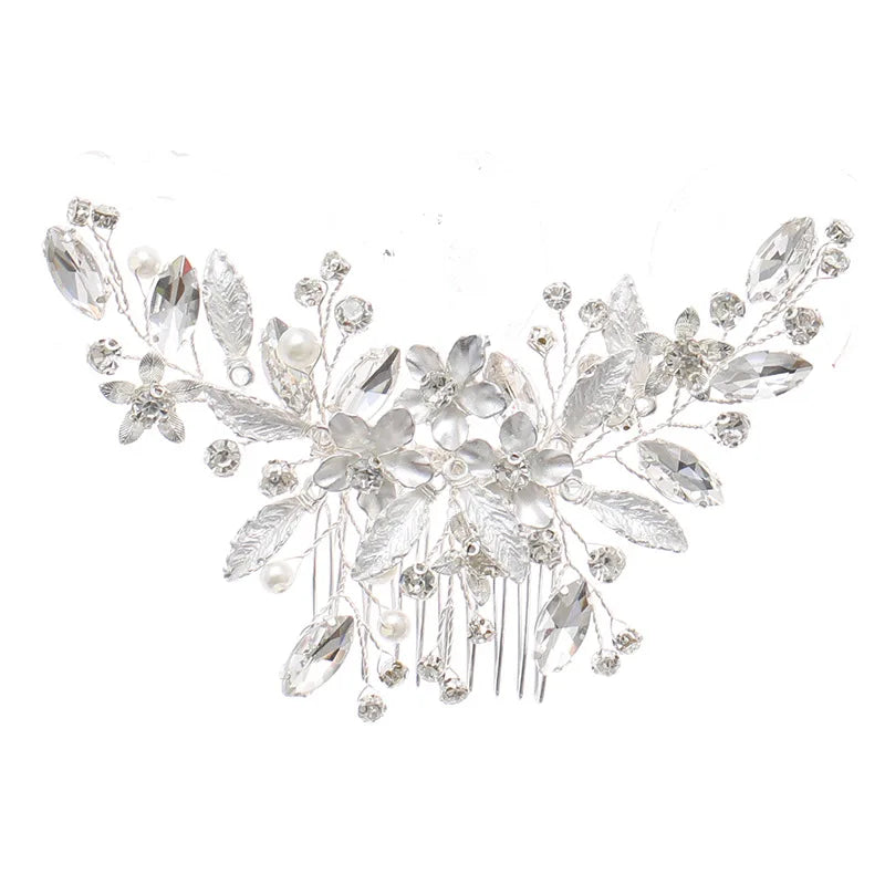 Flower Hair Comb Wedding Hair Accessories Color Rhinestone Headband Bridal Tiara Headband Wedding Hair Jewelry
