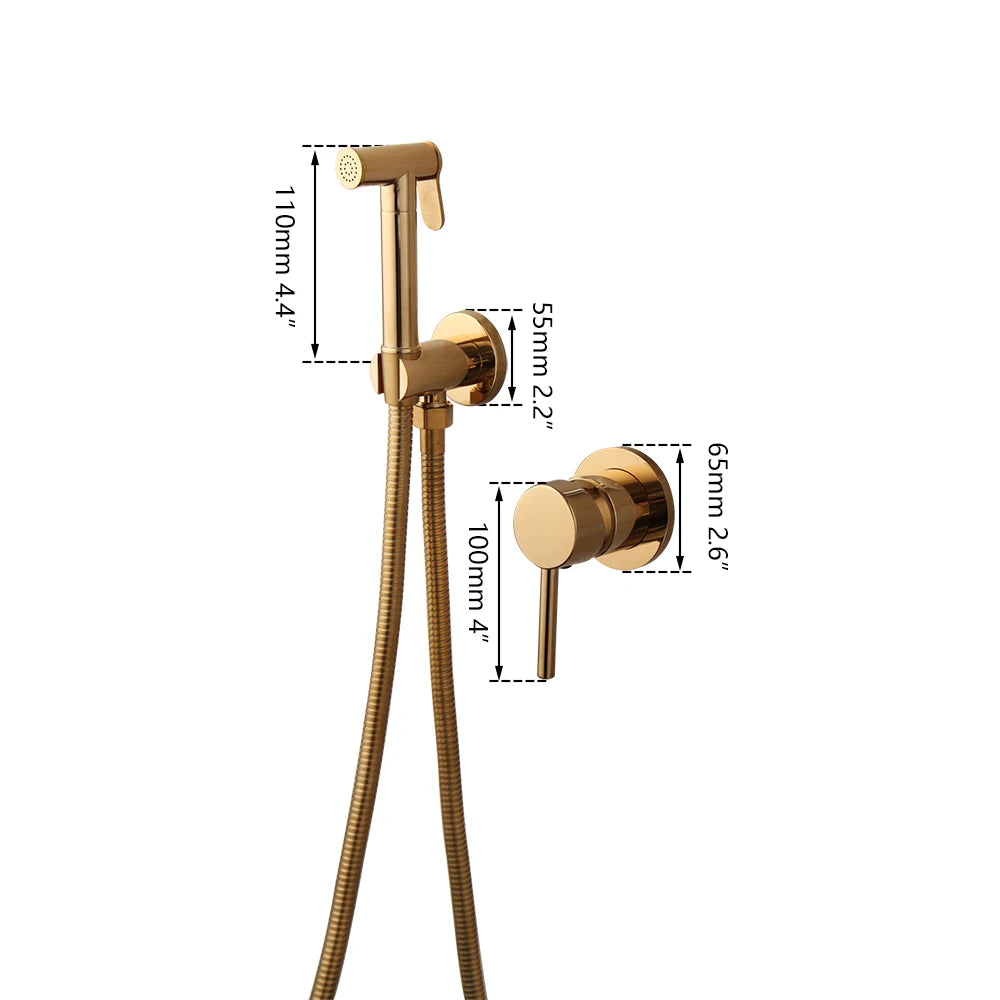 Golden Plated Stainless Steel Modern Design Water Saving Handheld Bidet Sprayer Set Women's Anal Accessories Bathroom Faucet