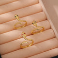 New Rhinestone Eyes Snake Shaped Wedding Rings Ajustable Non Tarnish Finger Bands PVD Gold Plated Stainless Steel Open Rings