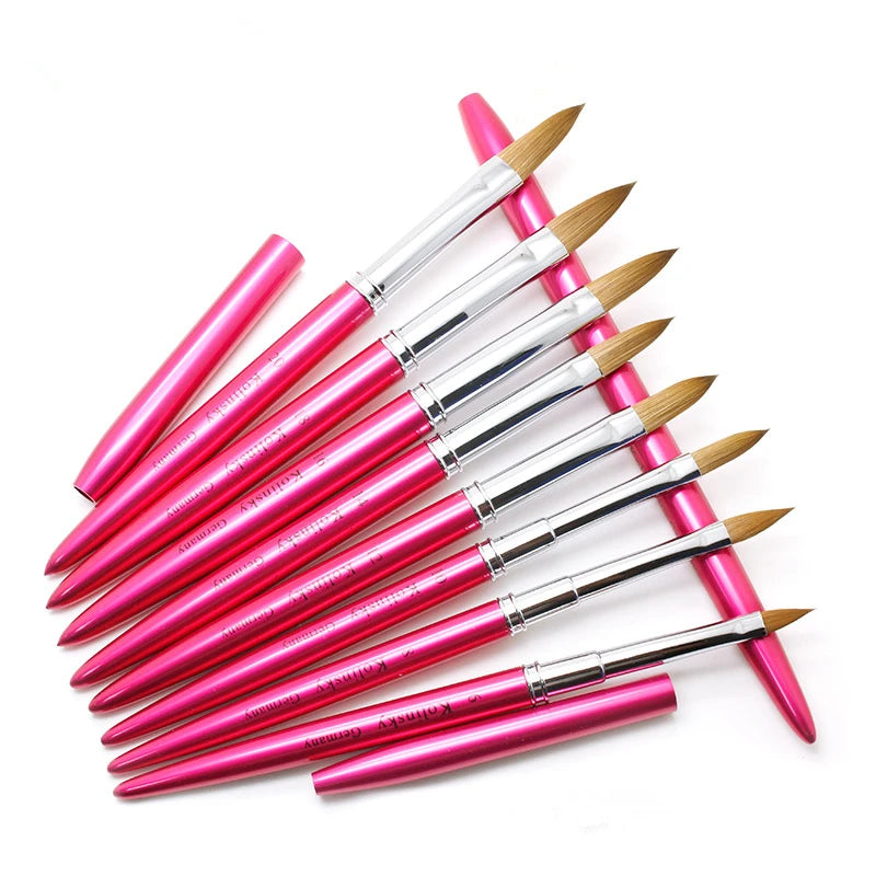 PINK Metal Handle Kolinsky Acrylic Nail Brush Nail Art Mink Brush Do Acrylic Nail