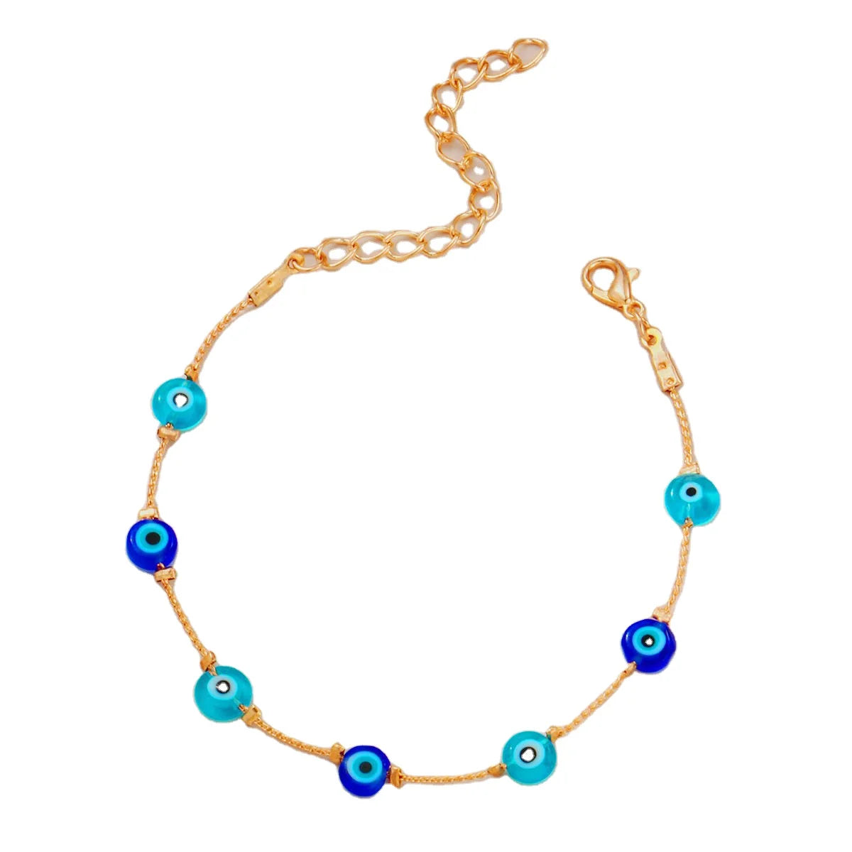Hot Selling Gold Chain Charms Lucky Handmade Fatima Colorful Evil Blue Eye Beads Hamsa Bracelet