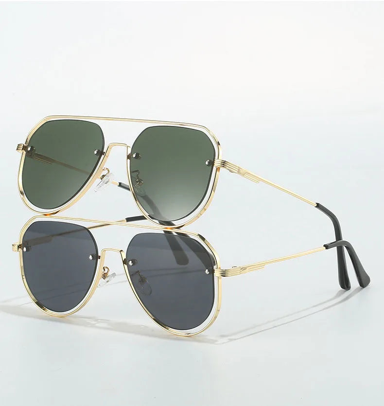 New Designer Fashion Unisex Metal Frame Sunglasses square Women Hollow logo Uv400 Sun Glasses