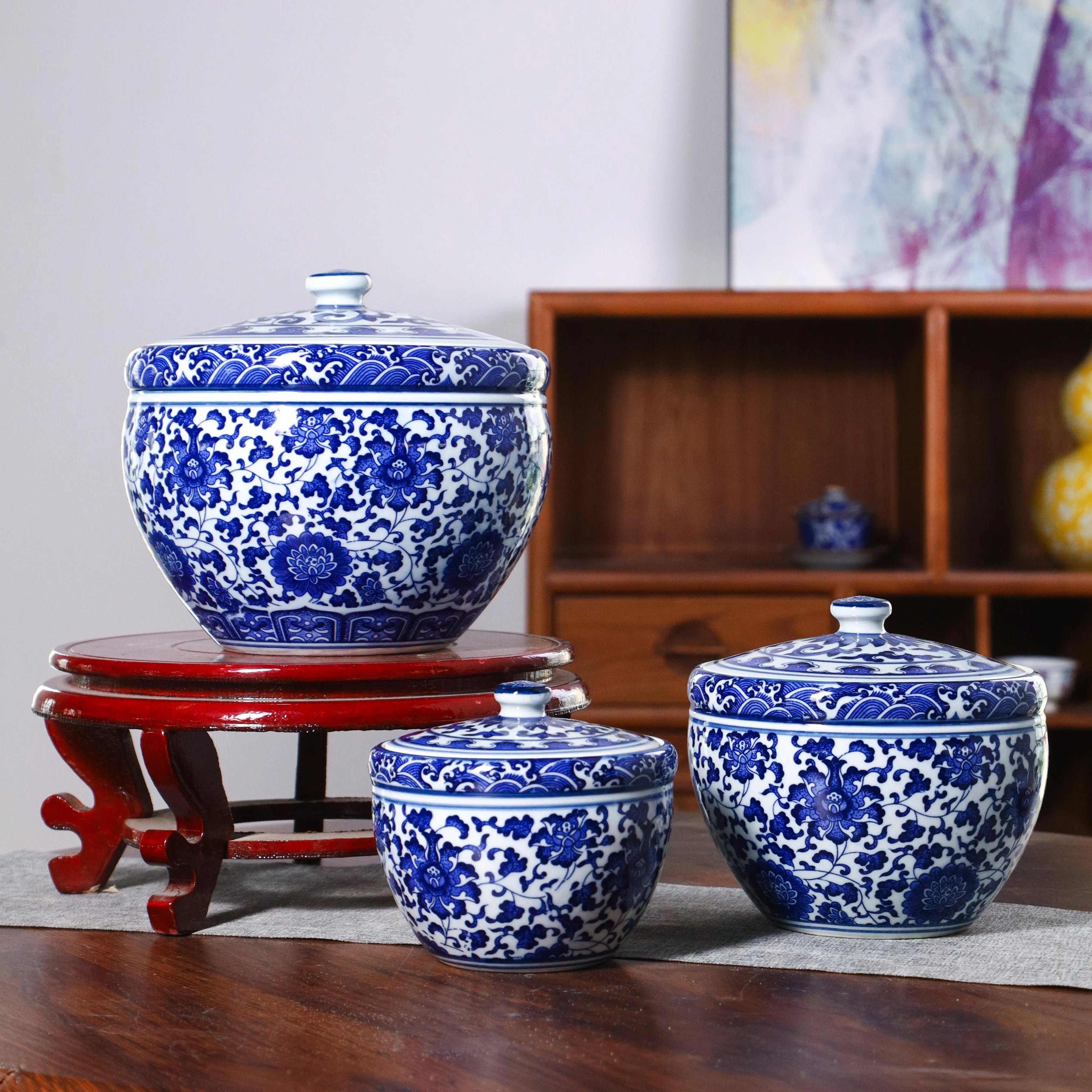 Modern Luxury Porcelain Jar with Lid Classic Art Deco Design Handmade Tabletop Vase Jiadu Brand Home/Office Indoor Use