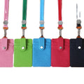 Custom Vertical Mix Color Door Cards Holder Pu Leather School Cards ID Card Holder ID Badge Holder Wallet with Lanyards