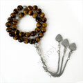 Yellow Natural Tiger Eye Diamond Cut 10mm Beads With Silver Accessories Misbaha Prayer Beads Islamic Tasbih Muslim Rosaries