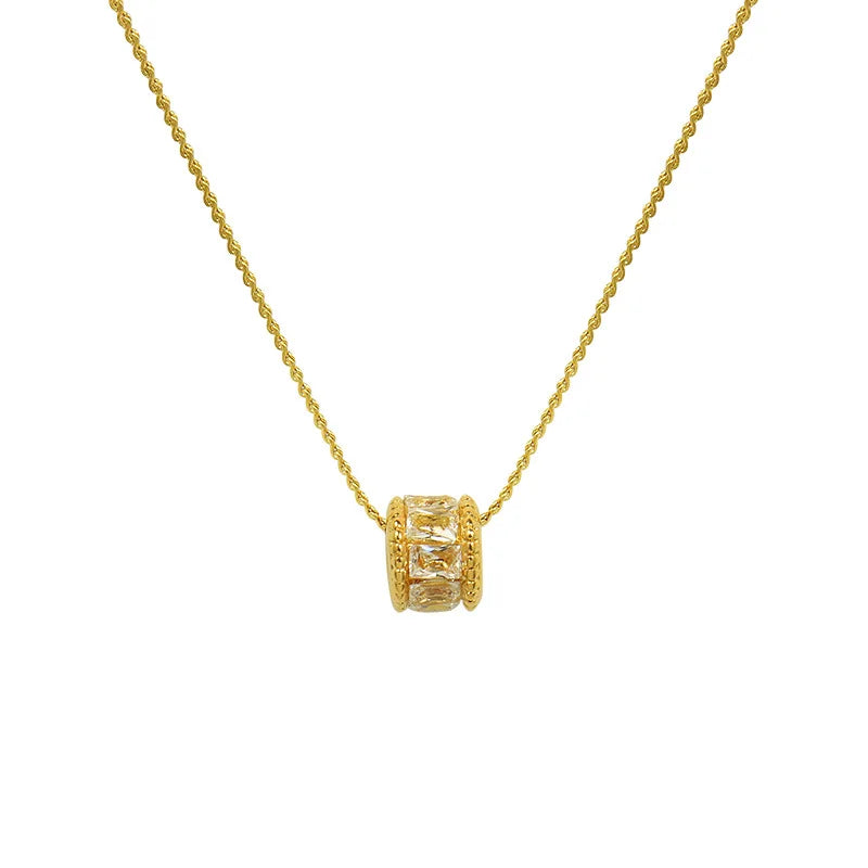 Fashion Zircon Pendant Channel Women Ladies Necklace and Earings American Diamond Necklace Sets Bijoux Acier Inoxydable