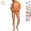 2025 Hot Sale Women Terry Crew Neck Pullover Sweatshirt Running Wear Custom Logo Soild Color Plus Size Hoodies Sweatshirts