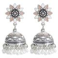 Direct Supply Manufacturers Indian Style Silver Alloy Flowers Earrings Vintage Palace Dripping Oil Ethnic Style ODM Supply Type