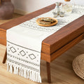 Wholesale Hotel Bed Runner White Cotton Woven Handmade Geometric Printed Fancy Party Wedding Decoration Long Boho Table Runner