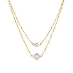 Fashion Jewelry 925 Sterling Silver Pearl Necklaces Natural Freshwater Pearls Double Layer Chain Gold Plated Necklaces for Women