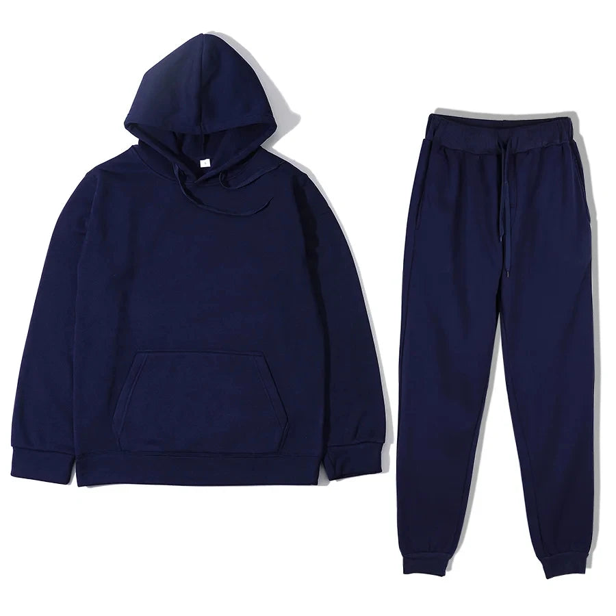 Custom logo Fleece Cotton Oversized Pullover Hoodies Set Men High Quality Two Piece Tracksuits Sweatpants and Hoodie Set Men