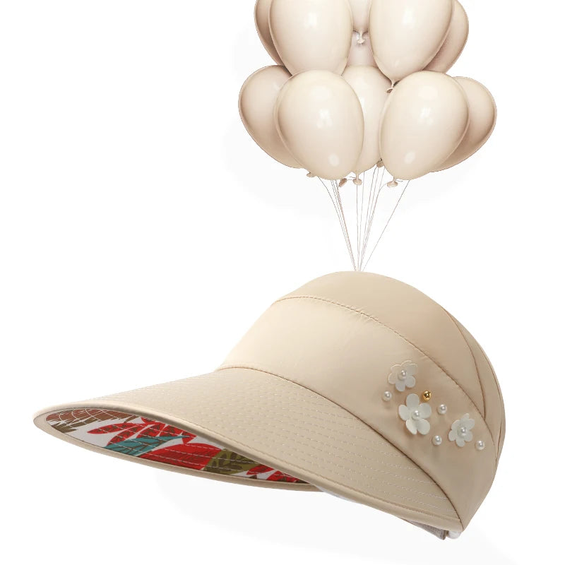 Breathable Large Brim Sun Protection Hat Outdoor Empty Top Hat for Women