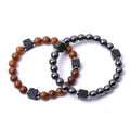 Mens Bead Bracelet Natural Stone Quality Natural Stone lava Beaded Bracelet for Men Steel Natural Stone Beaded Charm Bracelet