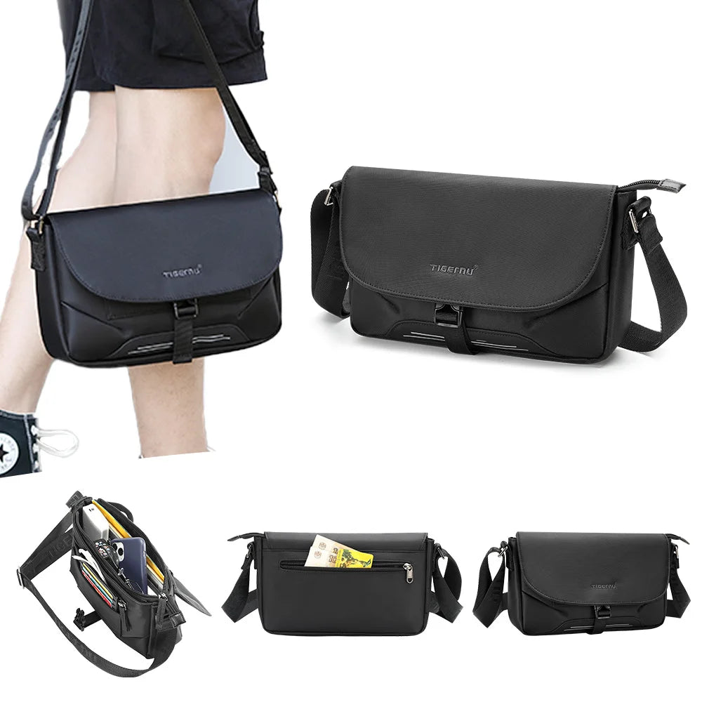 Custom Embroidery Logo Fashion High Quality Casual Men's Shoulder Bag Large Capacity Waterproof Sling Bag Travel Crossbody Bag