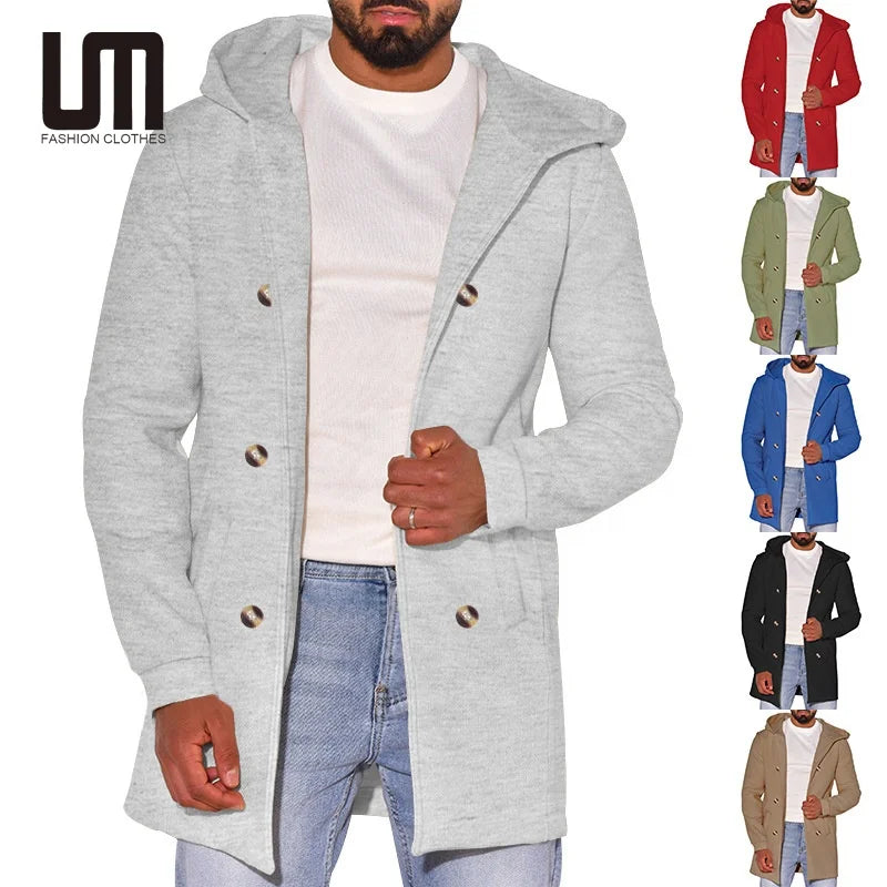 Liu Ming Custom Logo Wholesale Men's Casual Solid Color Long Sleeve Hooded Jacket Coat Clearance Sale