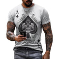 Fitspi Mens Tees Casual Short Sleeve Crewneck Tshirt 3d Poker Pattern Vintage T Shirts Funny Casual Shirt