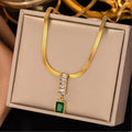 Stainless Steel Snake Bone Chain 18K Gold Zircon Necklace for Women Fashion Girls Clavicle Chain Gold Flower Vintage Men Jewelry