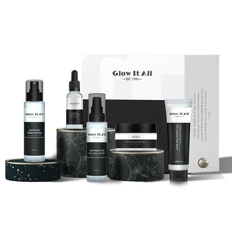Private Label Moisturizing Deep Cleaning Refreshing Lift Firming Anti-aging Face Skin Care Men Skincare Set