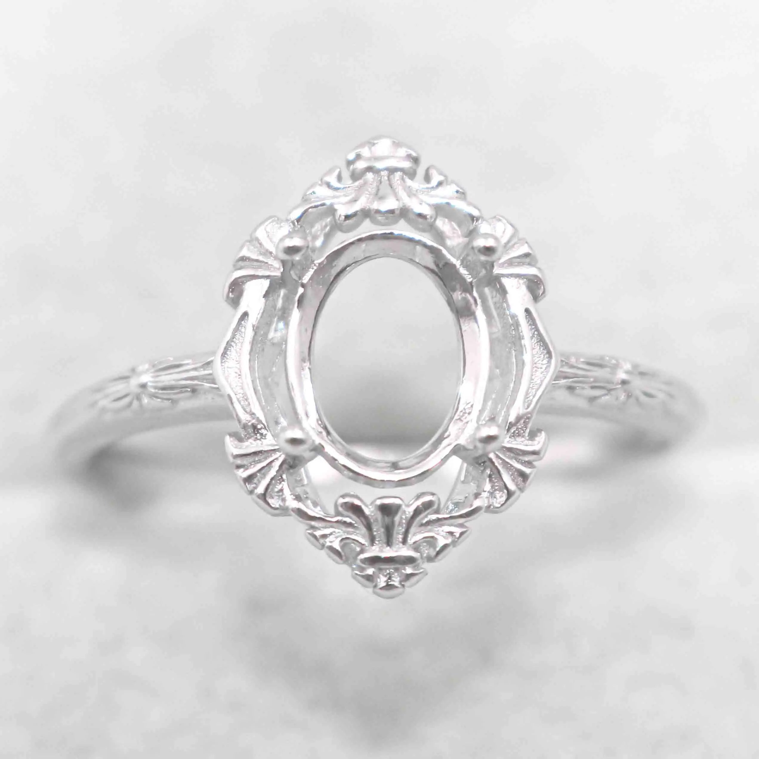 Semi Mount 6*8mm Sterling Silver Ring Empty Frame Blank Support Claw Setting S925 Base Holder Without Center Stone for DIY Inlay