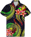 Factory Supply Plus Size Men Designers Shirts Samoan Polynesian Tribal Flowers Printed Short Sleeve Customized Summer Shirt