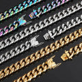 8/16/18/20/22/24/26/28/30inch 18K Gold Plated/Stainless Steel Length Men Chunky Miami Cuban Chain Necklace