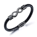 Eternity Charm Custom Bracelet Magnetic Clasp Leather Handcrafted Braided Rope Men's Infinity Symbol Bracelet Birthday Gift
