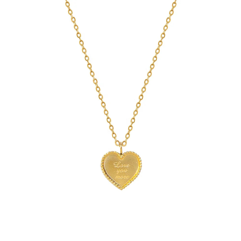 Dainty Jewelry Valentine's Day Gift 18K Gold Stainless Steel Letter Heart Pendant Necklace