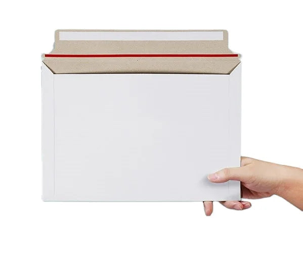 250 Pack Rigid Mailers 9*12.7 Inch White Self-adhesive Cardboard Envelope for Photos Pictures Papers Files CD
