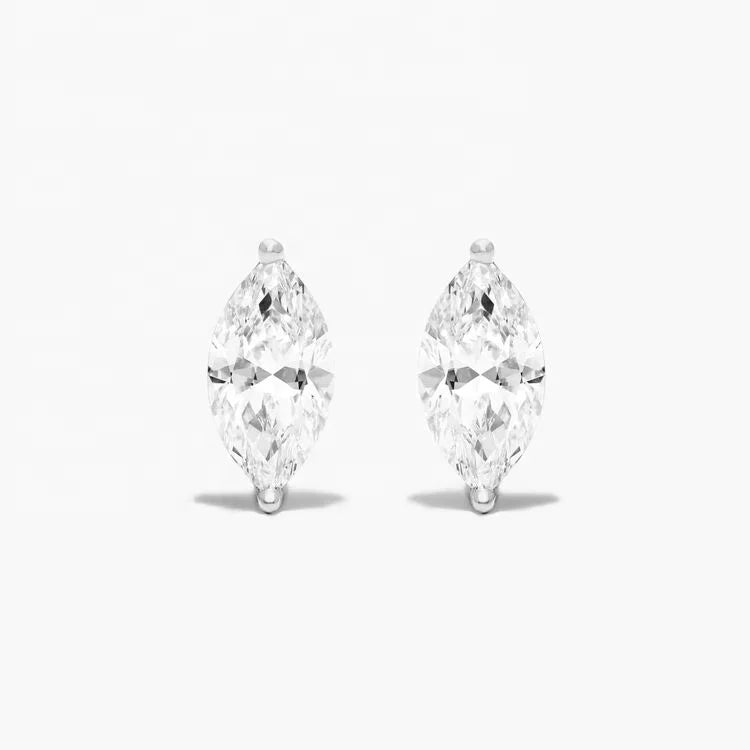 Marquise Cut Diamond IGI Certified 1ct Each 2ct Tcw 18k Gold Stud Earring