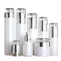 Cosmetics Containers Packaging Glass White Empty Cosmetic Containers Cream Toner Glass Bottle and Jars Set