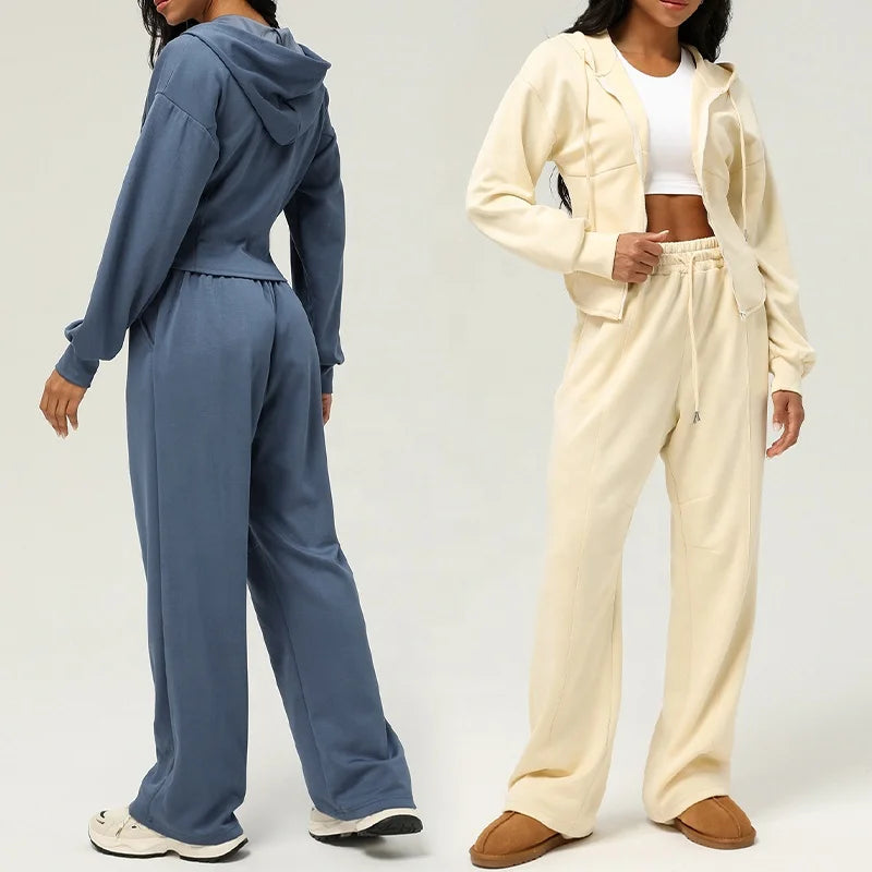 YIYI Womens Sweatsuits 2 Piece Set Fleece Long Sleeve Zip up Loose Hoodie Sweatpants Winter Fall Workout Outfits Jogger Sets