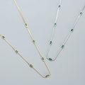 Box Chain Green Cubic Zircon Square Shape Choker Necklaces Jewelry for Women Sterling Silver 925 Party Gifts