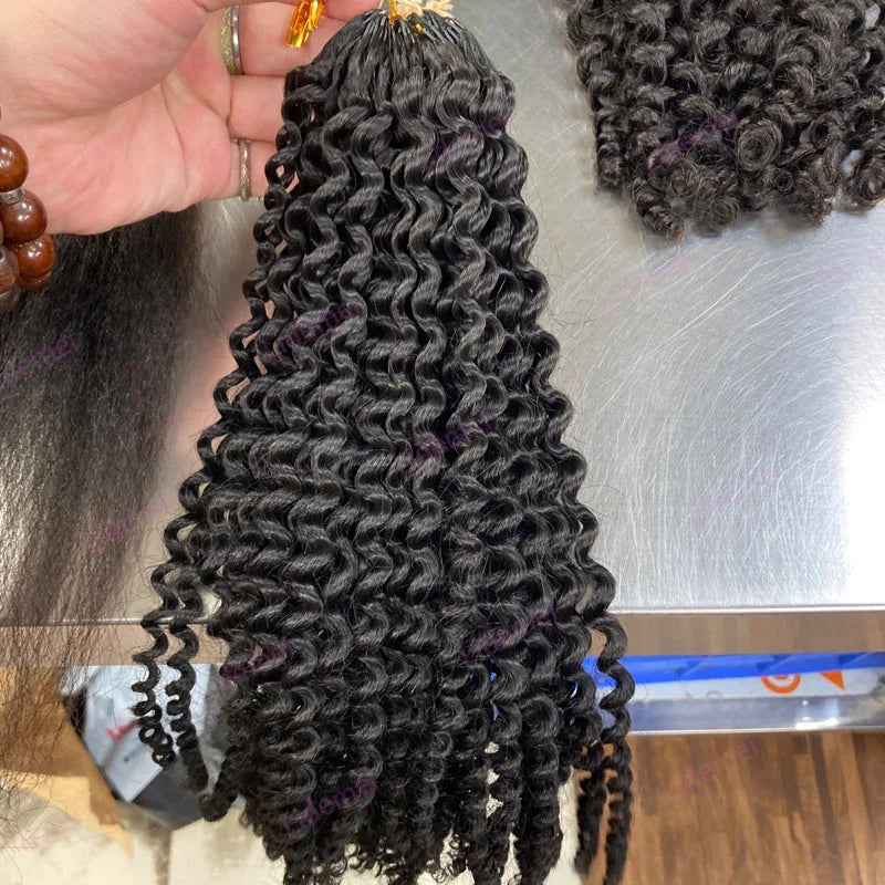 New Feathering Tip Crochet Human Hair Extension Pixie Curly Braiding Hair Extensions Virgin Human Hair Bundle