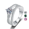 1 Carat 18K White Gold Plated Pass Diamond Test Moissanite Diamond 925 Sterling Silver Wedding Ring with GRA Certificate