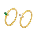 Dainty Classical Diamond Inlaid White Green Shiny Zircon ChicRings 18k Gold PVD Plating Stainless Steel Jewelry Unisex