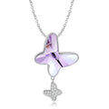 Crystal Butterfly Pendant Necklaces Jewelry Authentic 925 Sterling Silver for Fashion Women Necklace Jewelry Fine Accessory