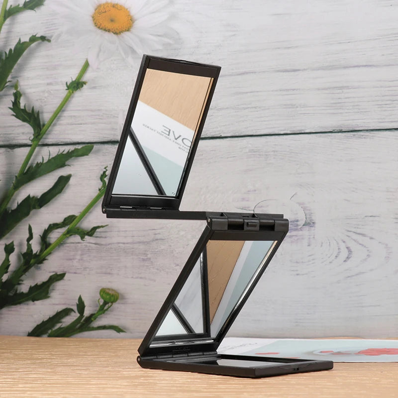 2021 Private Label Small Portable Travel Hand Held Vanity Makeup Tri Folding Mirror
