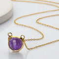 925 Silver Chain Amethyst Round Pendant Fashion Jewelry Necklaces Natural Crystal Necklace