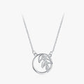 Ailmay Genuine 925 Sterling Silver Spring Tree Leaf Leaves Dangle Pendant Necklace for Women Girl Dazzling Clear CZ Fine Jewelry