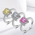 Classic Shiny Rectangle Cubic Zircon Ring  for Women Bride Wedding Engagement Party Platinum Plated Ring Jewelry