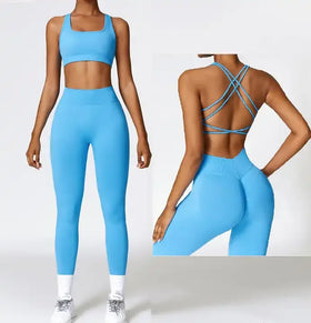 Hot Selling Women Quick Dry Push-up Shock-proof Sports Bra Tight Waist Leggings Gym Fitness Seamless Yoga Sets