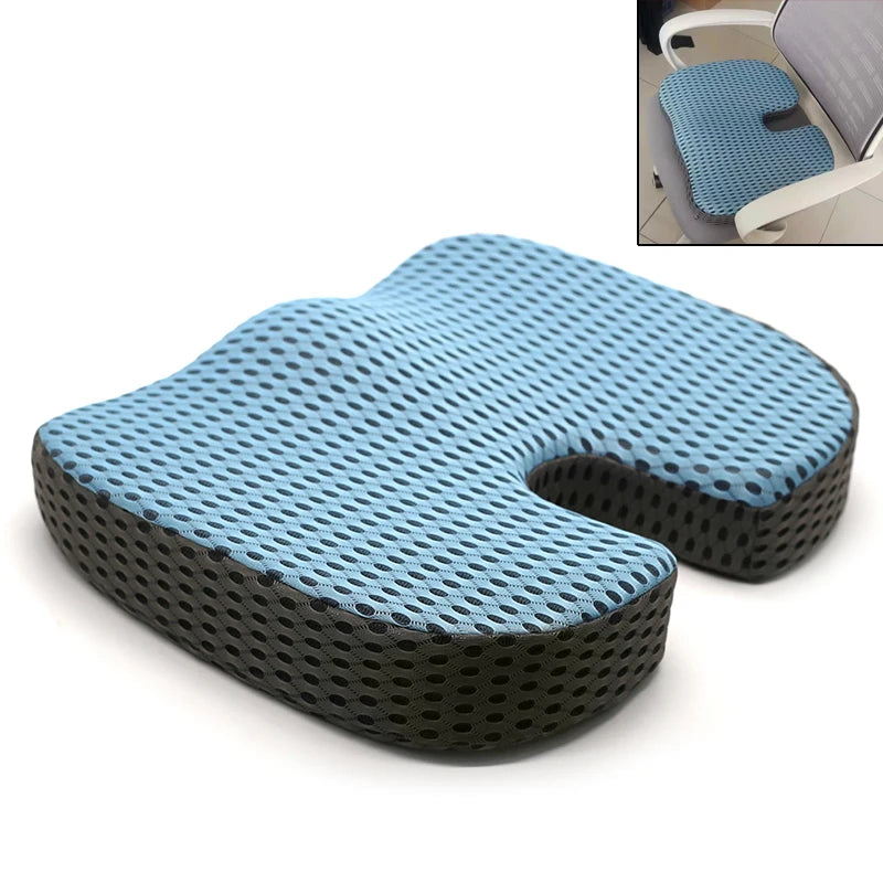 Hot Sale 4D Mesh Cover Custom Office Chair Air-permeable Memory Foam Hemorrhoids Seat Cushion OPP Bag 100% Polyester Square T/T