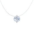 European Trendy Sterling Silver Cubic Zirconia Pendant Necklace Invisible Fishing Line 925 Silver Zircon Diamond Necklace