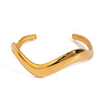 J&D Chunky Elastic Bracelet Gold Plated 18k Plated Stainless Steel American Fashion Wave Large Polished Bracelet for Women