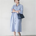 Wholesale 2026 Korean Spring and Autumn Casual Loose Over the Knee Long Sleeve Striped Dress Commuter Style Women's Dress