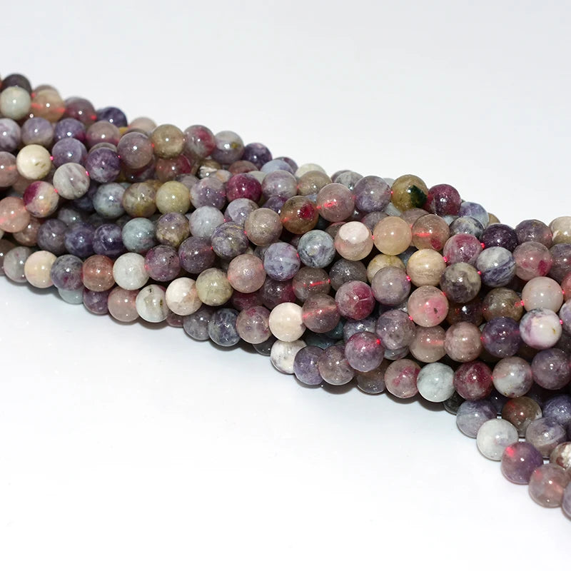 Wholesale 6/8/10mm Natural Pink Tourmaline Loose Gemstone Beads for DIY Jewelry