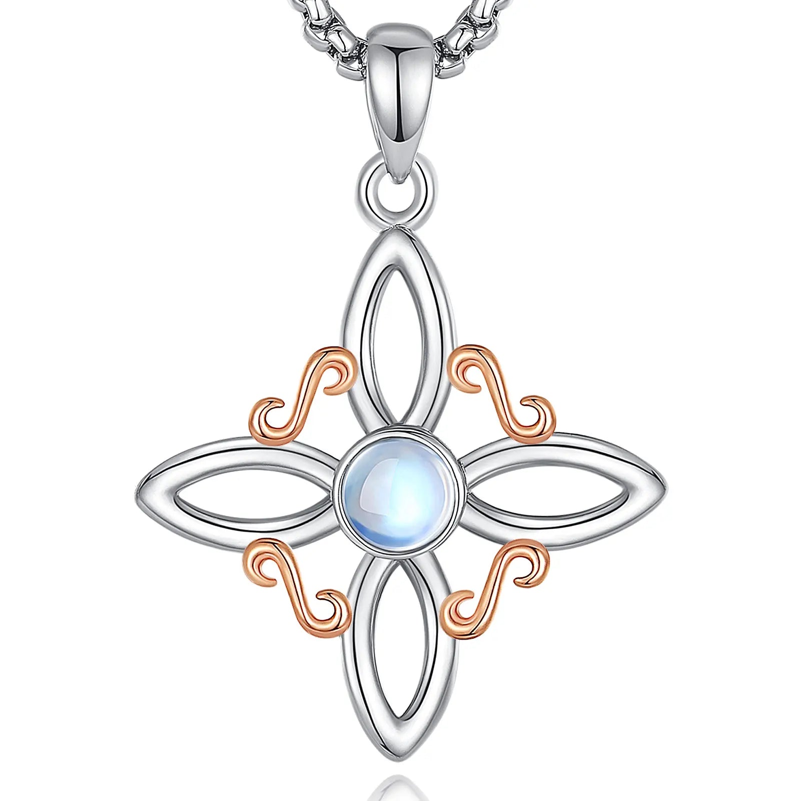 Merryshine Moonstone Magic Knot Baphomet Witch Pagan Good Luck Irish Wiccan Symbol Witches Knot Pendant Necklace