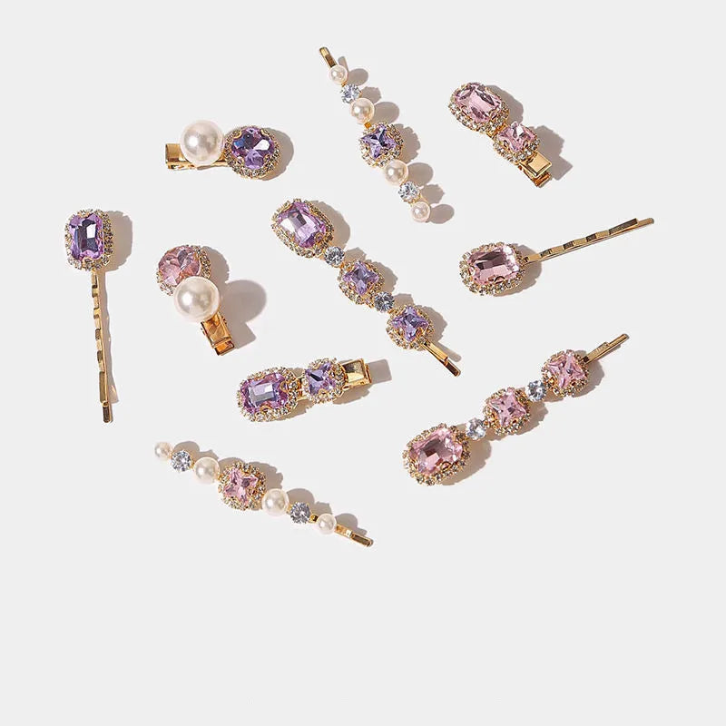 Luxury Women's Sweet Green Diamond Rhinestone Pearl Hair Clips & Barrette Pins-Hair Accessories