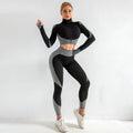 Lanyu Factory Seamless Yoga Set 2 Pieces Gym Workout Athletic Sports Outfit High Waist Leggings Zipper Long Plus Size Breathable